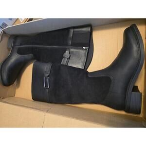 Clark's Maye Carly Size 9.5  Black Leather & Suede mix